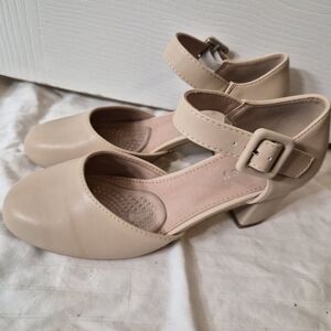 Chic Beige Women's Heels with Strap
